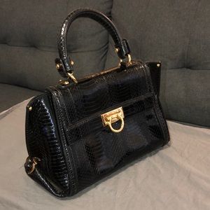 RARE genuine Salvatore Ferragamo small Sophia python purse black